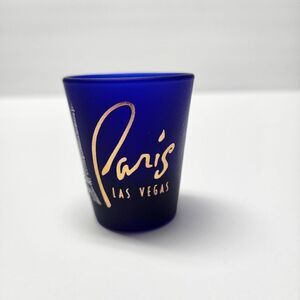Vintage Paris Hotel Casino Las Vegas Cobalt Blue Frosted Shotglass